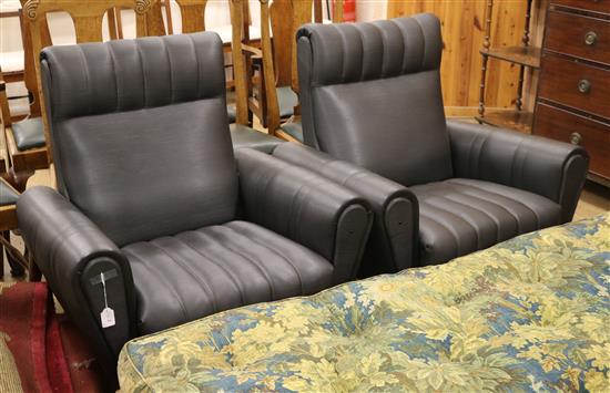 A pair of 1970s French armchairs with chrome underframes